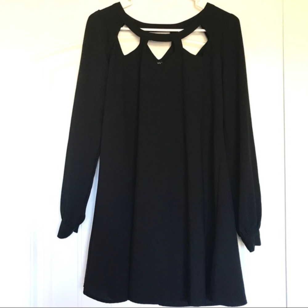 Very J Black Cut Out Neckline Boutique Dress